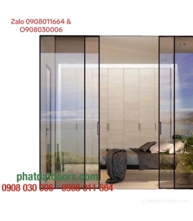 Cửa SLIM Hệ 2 Ray 4 Cánh Âm Trần